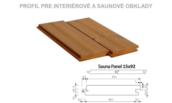 Interiérová (saunová) palubovka Sauna Panel 15x92 mm