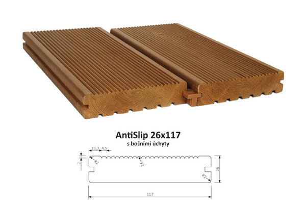 Terasový profil AntiSlip 26x117 mm, s bočnými úchytmi